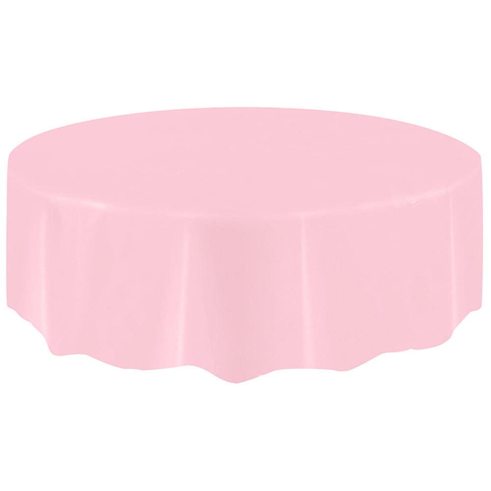 Baokee Unique Party Large Plastic Circular Table Cover Wipe Clean Plain Circular Tablecloth Black