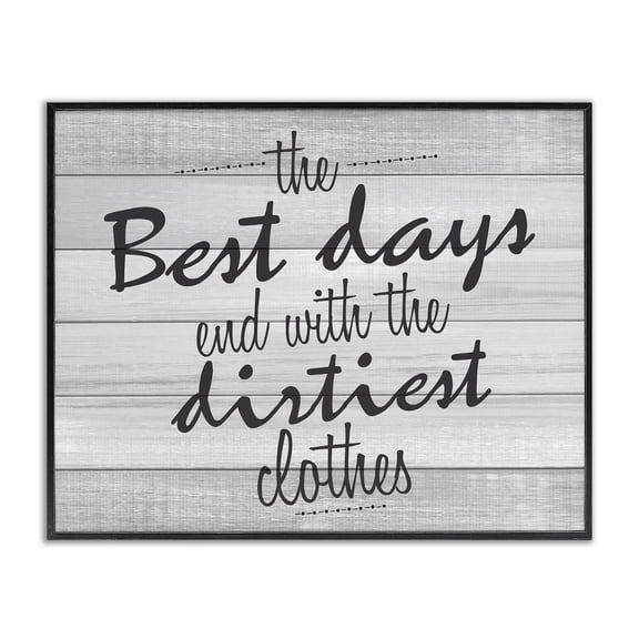Stupell Industries Farmhouse Best Days Inspirational Bathroom Laundry Black And White Design Black Framed Giclee Art, 14 x 11, by Kim Allen