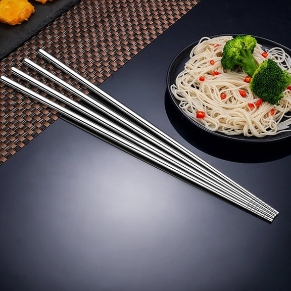 STOBOK Heat-Resistant 304 Stainless Steel Chopsticks, Comfortable Grip for Home 2Pairs