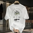 thumbnail image 6 of Men's Thickened 100% Cotton Vintage California Graphic T-Shirt - Santa Barbara Palm Trees and "Sound of the Sun" Print, Loose Large Size Spring and Summer Casual Short Sleeve T-Shirt,, 6 of 8
