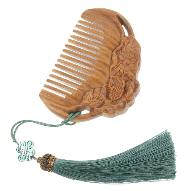 SHISUYAN Carved Lotus Wooden Comb Multi Color Synthetic Material Ergonomic Design for Home Travel Use 7.5 Inches