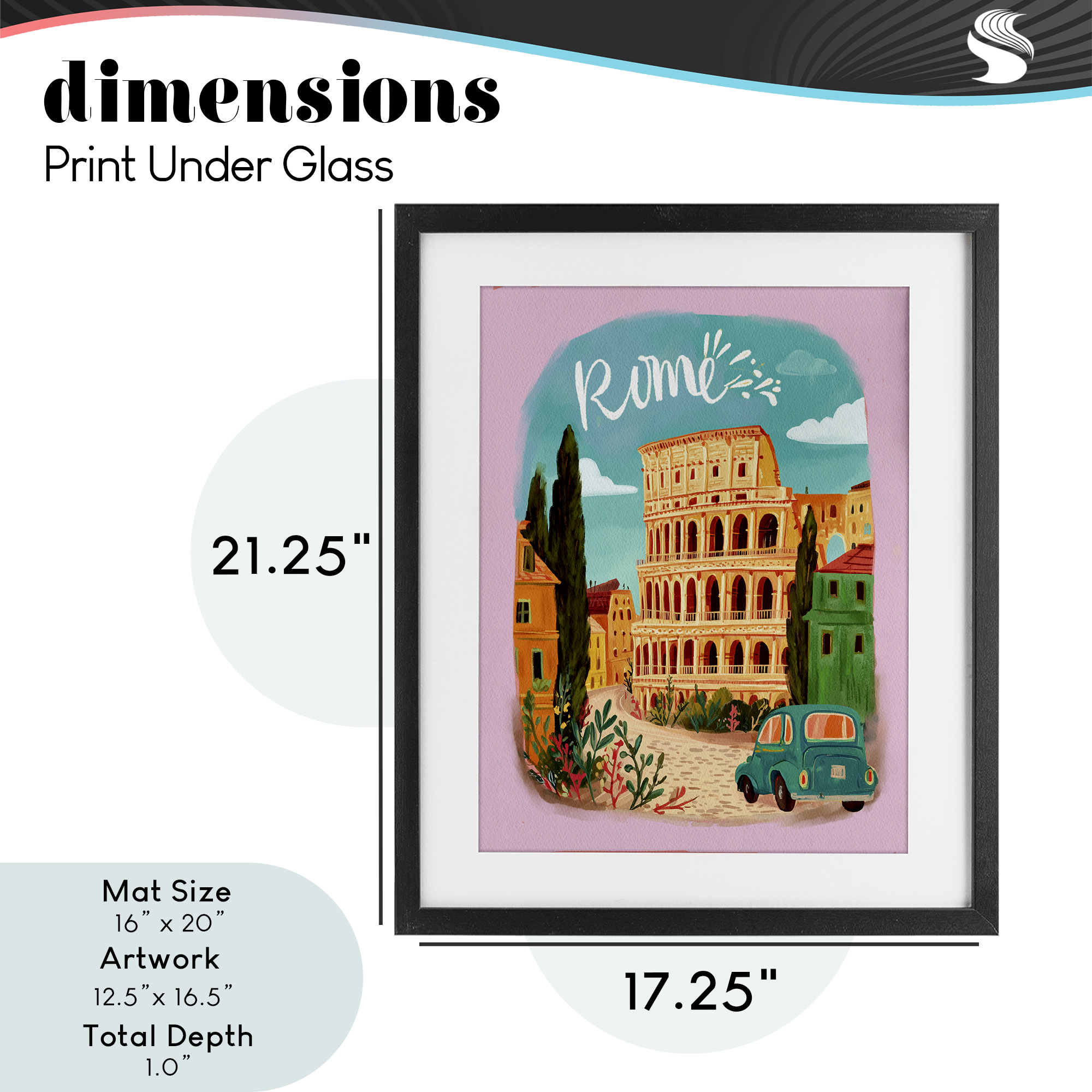 Rome Travel Spot Architecture Black Framed Print Under Glass, design by Yen