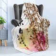 thumbnail image 4 of Bamboo Print Soft Flannel Fleece Blanket, Bamboo Painting Japanese Words in Mid Autumn Festival Giving Day Harvest Work, Cozy Plush for Indoor and Outdoor Use, 70" x 90", Multicolor, by Ambesonne, 4 of 5