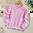 thumbnail image 3 of LNMQLPDBS Cute Tops for Girls Puff Long Sleeve Crewneck Shirts Ruffle Shoulder Solid Color Tops Toddler Girl Sweatshirt Trendy Casual Baby Girl Clothes for Vacation Party Pink 8-12 Years, 3 of 7