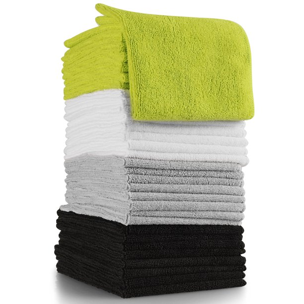 OxGord Cleaning Cloth Microfiber Rag Large Thick Bulk (Pack of 32)