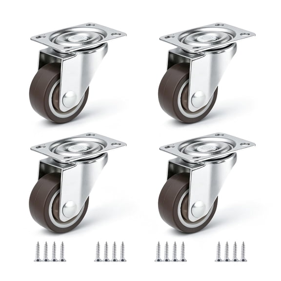 ZHZFKQ Small Caster Wheels 1 Inch Swivel Plate Castors 4Pcs 360 Degree Rollable Low Profile Soft Rubber Wheel Replacement with Screw in Smooth and Quiet for Rolling Light Furniture Weight