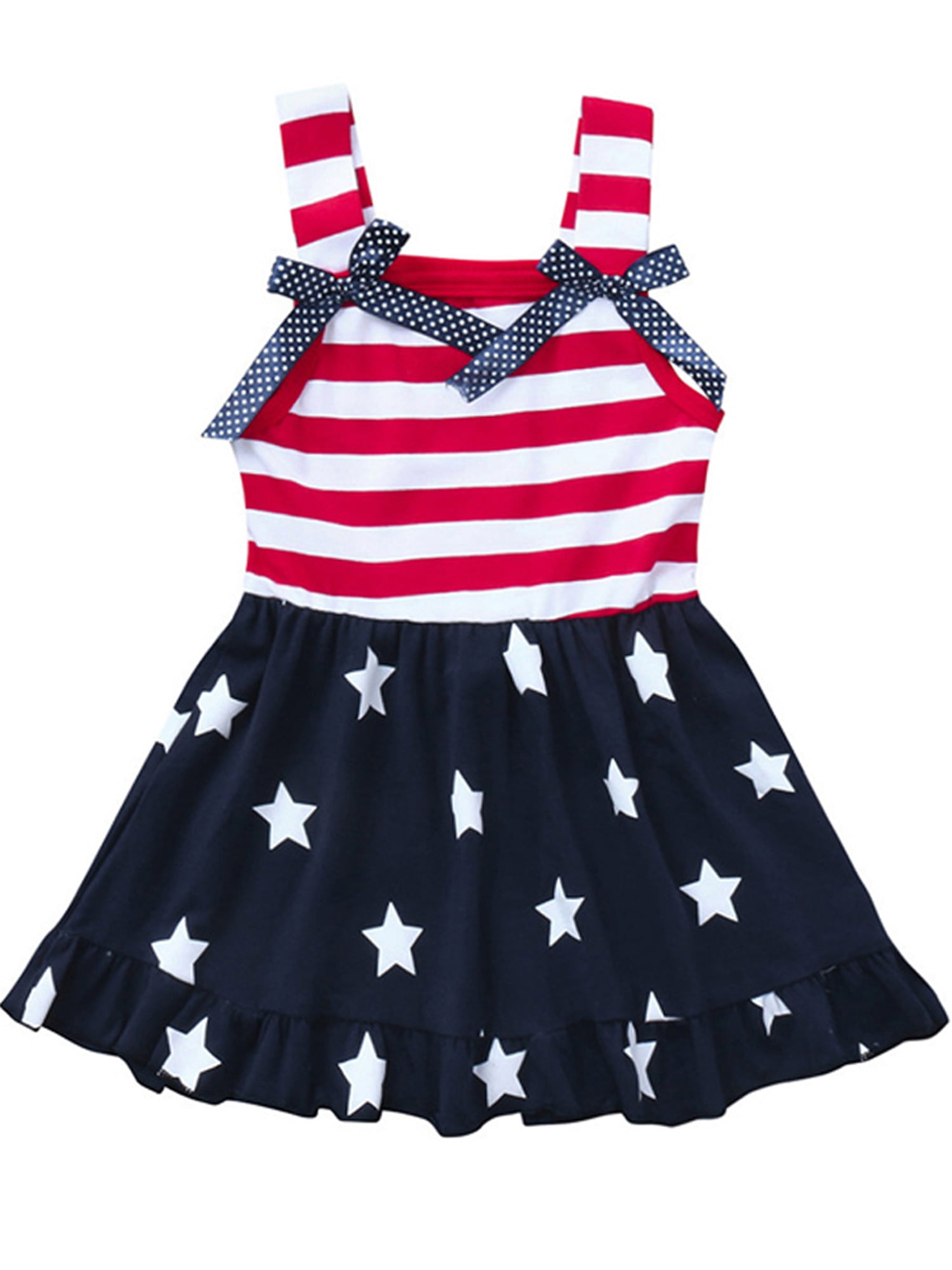 Baby Girl Clothes Striped Bowknot Summer Sundress Cotton Pocket Outfits 2-6T