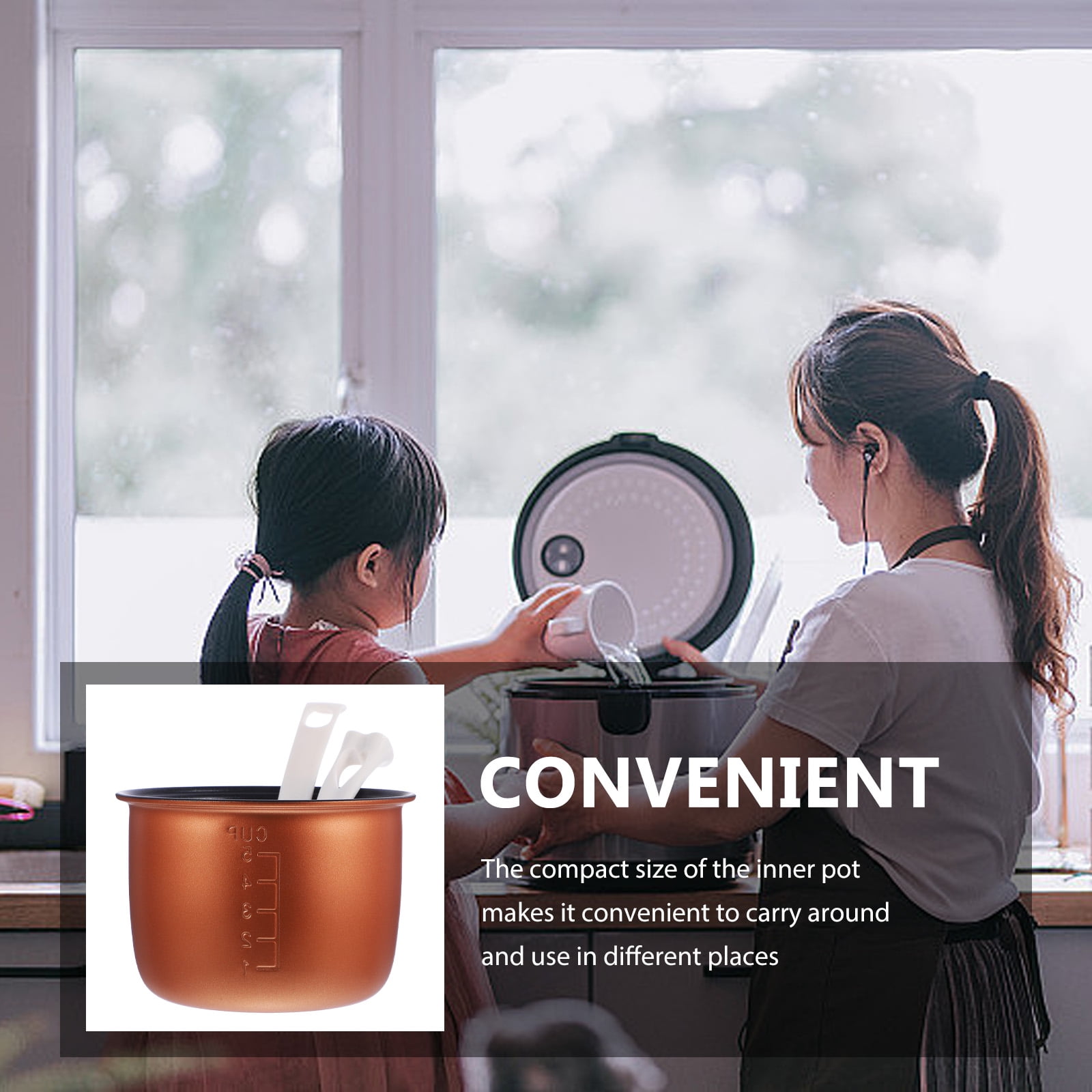 Raindrops Brown Aluminum Alloy Inner Pot Replacement for Rice Cooker, Non-Stick Cooking Accessory Set, and Easy to Clean