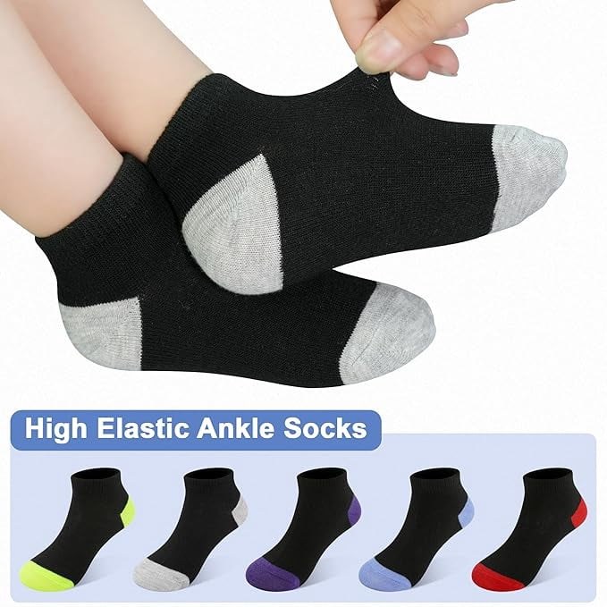 25 Pairs Toddler Kids Socks, Ankle Athletic Low Cut Short Socks for Boys Girls 1-14 Years