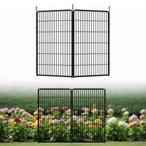 SunsGrove Decorative Garden Fence 45 in(H) x 4.5 ft(L) 2 Panels, Heavy Duty Metal Animal Barrier Fence, No Dig Fence for Dogs, Rabbit Fence for Garden, Black