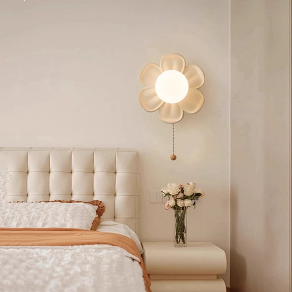 Cream Petals Ceiling Lamp Hallway AisleBalcony Porch Stair Ceiling Light Wall Sconce Resin Flower Wall Lmap Indoor Decor
