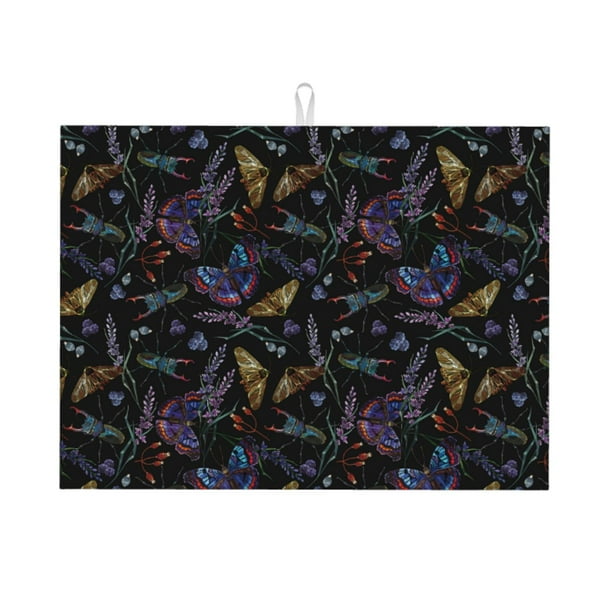 Balery Lavender Flowers Alfombrilla de Secado para Cocina, 18x24 Pulgadas, Súper Absorbente para Platos y Encimeras