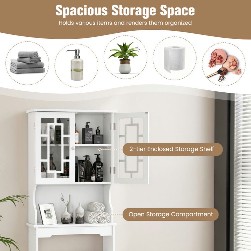 Finihen Toilet Storage Cabinet, Bathroom Cabinet Organizer, Bathroom Spacesaver Over the Toilet Door Storage Cabinet, for Bathroom, White