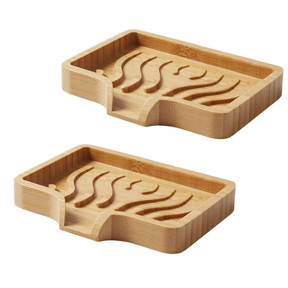 HOT! Bamboo Soap Dish Holder Tray, Wood Bar Saver Self Draining Case for Bathtub Hotel Home Decoration