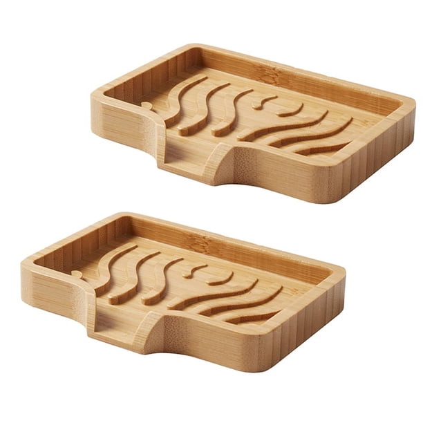Bandeja Porta Jabón de Bambú, Jabonera de Madera con Drenaje Automático para Bañera, Hotel, Decoración del Hogar