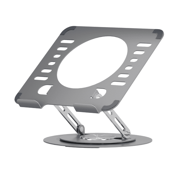 Adjustable Laptop Stand, Computer Stand with 360 Rotating Base, Ergonomic Laptop Riser Mount for Desk Foldable Protable Computer Desk Fits with MacBook Pro Air (10-17") - Gray