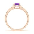 thumbnail image 2 of ANGARA Natural Emerald-Cut Amethyst Engagement Ring with Diamond Halo in 14K Rose Gold for Women (Size-7x5mm) | February Birthstone, Anniversary, Jewelry Gift for Women | Natural Amethyst Ring, 2 of 9
