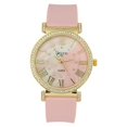 thumbnail image 2 of Stand Out Get Noticed! Big Face Ladies Bejeweled Rubber Iced Out Colorful Watch with Genuine Rhinestone Diamond Accents - Touch of Female Celebrity Glamour - ST10800T Blush Tennis, 2 of 8