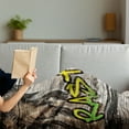 thumbnail image 3 of Rasta Soft Flannel Fleece Throw Blanket, Jamaican Reggae Music Inspired Rastafari Street Graffiti Image, Cozy Plush for Indoor and Outdoor Use, 60" x 80", Pale Green Yellow, by Ambesonne, 3 of 5