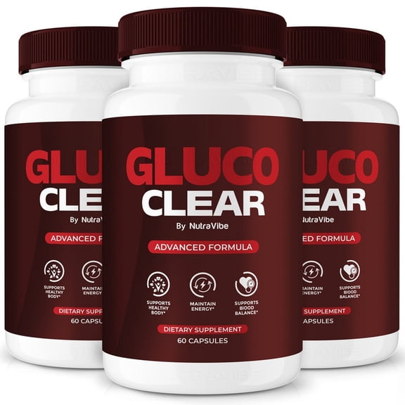 (3 Pack) Gluco Clear Capsules - Official Gluco Clear Pills to Maintain Overall Health, All Natural Blood Formula For Healthy and Stable Levels, GlucoClear Review (180 Capsules)