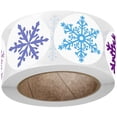 thumbnail image 2 of Etiquetas Divertidas FrostFlakes 1Pza 1x50 Etiquetas Copos de Nieve Ø2.5cm 8 Diseños Papel Adhesivo Mate Multicolor., 2 of 4