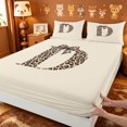 thumbnail image 4 of meiyoeat leopard Bow Tie Letter Bed Sheets,Cheetah Monogram Print D Full Size Sheets,4 Pieces,1 Flat Sheet,1 Fitted Sheet and 2 Pillowcases, 4 of 6