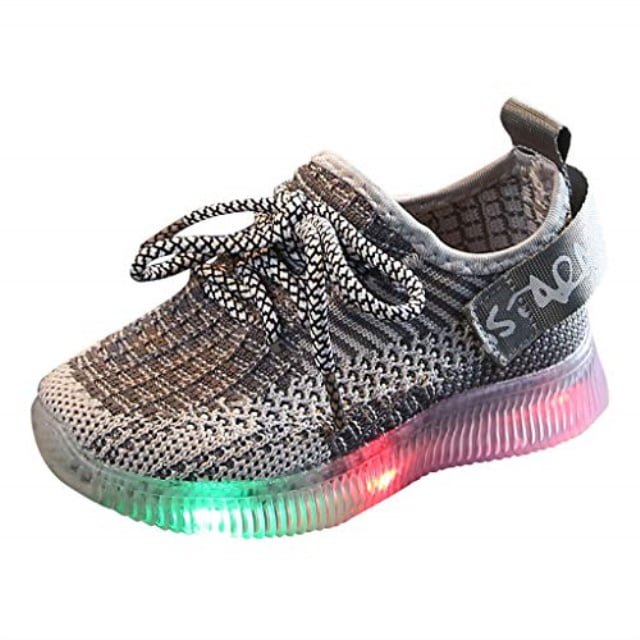 baby boys girls soft knit sneakers, led 