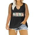 thumbnail image 3 of BiZtdJrK Womens V Neck Plus Size Tank Tops Mama Print Tanks Shirts Casual Going Out Sleeveless Blouse Black XXXL, 3 of 5