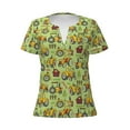 thumbnail image 3 of Zufioo Cute Tractor for Women's Deep V-neck Short-sleeved T-shirt, Top with Short Sleeves - with Stainless Steel Buckle, Moisture Wicking, Ideal Home Wear-Small, 3 of 9