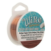 The Beadsmith Wire Elements Craft Wire - Tarnish Resistant, Soft Temper, Round, Antique Copper Color – 0.51mm, 24 Gauge, 20 Yard Spool – Jewelry Making, Wire Wrapping, Floral, & Other DIY Crafts