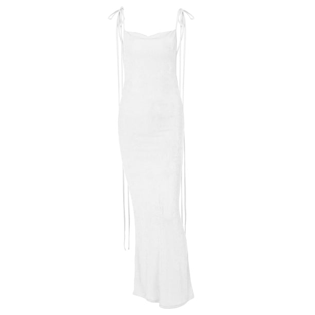 VISgogo Vestido ajustado con espalda abierta para mujer, falda cruzada sin mangas con cuello halter de color liso, verde/azul/rosa VISgogo moda
