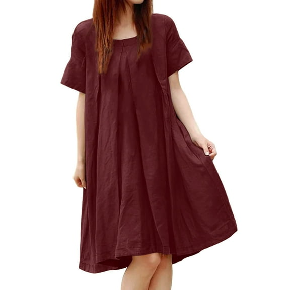 Sngxgn Women's Dresses V Neck Guest Party Dress(Red,L)