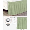 thumbnail image 3 of Vintage Sage Green Bed Skirt Queen Size, Farmhouse Retro Beige Solid Color Wrap Around Bed Skirting with Adjustable Elastic Strap, Dust Ruffle Pleated Bedskirts 18 Inch Drop for Bedroom Queen Beds, 3 of 9