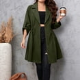 thumbnail image 2 of Feancey Womens Plus Size Trench Coat Mid Length Casual Adjustable Drawstring Waist Fall Jackets Roll Up Long Sleeve Single Breasted Lightweight Outerwear Army Green XXL, 2 of 8