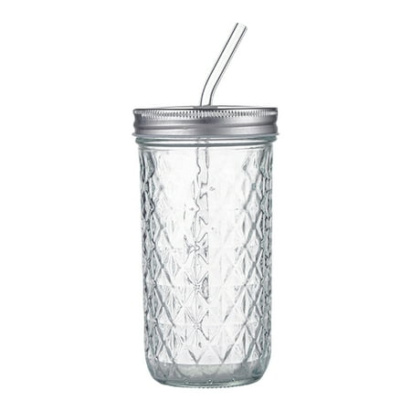 

NUOLUX 1 Set of Creative Juice Cup Glass Straw Cup with Lid Water Drinking Cup for Home