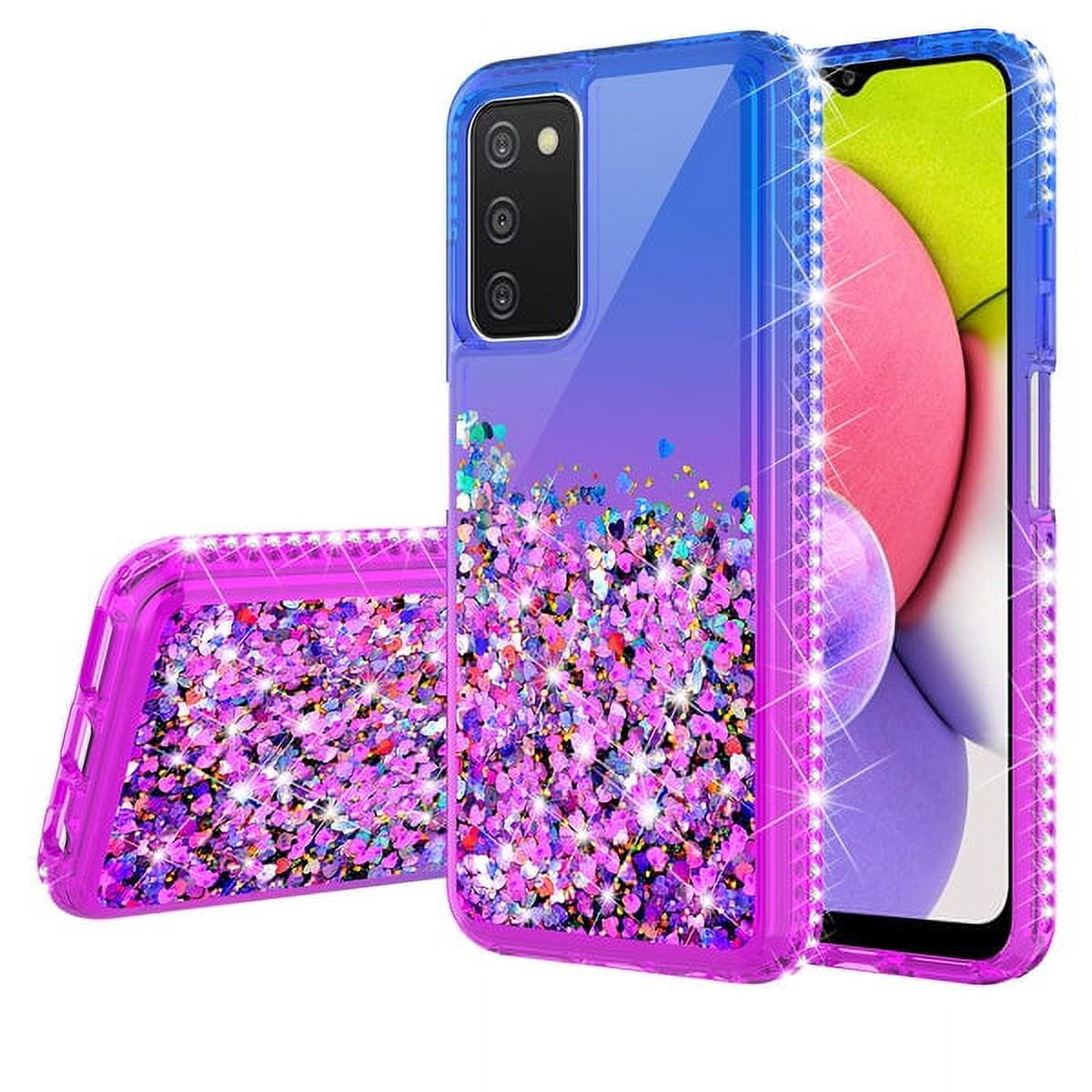 Samsung Galaxy A03S Liquid Glitter Cute Phone Case, Clear Bling 