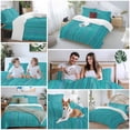 thumbnail image 6 of Blue Stripes Queen Size Comforter Set, Abstract Modern Bedding for All Seasons, 4 Pcs Bed Set, 1Quiltcover (90"x92") ,1Sheet(94"x116"), 2Pillowcases (30"x20"), 6 of 9