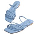 thumbnail image 4 of Anuirheih Slip on Sandals Women,Womens Summer Fashion Slippers Solid Color Square Toe Design Flat Sandals(Blue), 4 of 8
