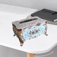 thumbnail image 3 of Soporte de caja de pañuelos de acrílico Caja de cubierta de tejido extraíble rústica Servilletero de vintage para sa de Hotel Restauran azul pteado perfecl Sostenedor del tejido, 3 of 8