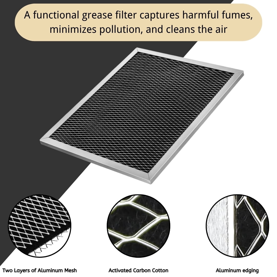 Nispira Replacement Range Hood Grease Filter with Charcoal Compatible with Broan 97007696, S97007696, 6105C, 1172266, 41F. A set of 8 Filters