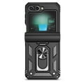 thumbnail image 3 of for Samsung Galaxy Z Flip 7 Rugged Case with Lens Sliding Camera Cover, Ring Holder Kickstand, TPU Bumper Drop Proof Durable Military Grade Protective Cover for Samsung Galaxy Z Flip 7, Black, 3 of 11
