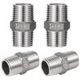 thumbnail image 2 of Hex Nipple 1/2" Male x 1/2" Male Pipe Fittings, 4 Pcs 1/2" NPT Male Threaded Pipe Fittings, 304 Stainless Steel NPT Male Pipe Adapters for Water, Gas, Fuel Pipelines, 2 of 7