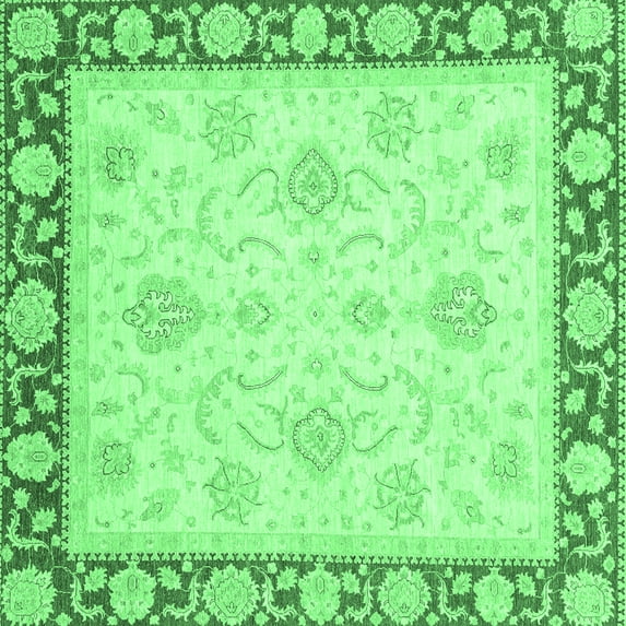 Ahgly Company Indoor Square Oriental Emerald Green Traditional Area Rugs, 7' Square