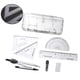 thumbnail image 2 of Juego de 2 reglas y brújulas de 12 piezas, kit de herramientas de dibujo geométrico, borrador automático de mina de lápiz, regla especial de matemáticas para estudiantes y escuela (plateado)., 2 of 6