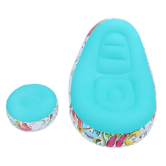 Up Inflatable Lounger Chair with Foot Stool Portable Waterproofing Flocking Folding Blow Up Air Sofa Bed for Camping Outdoor