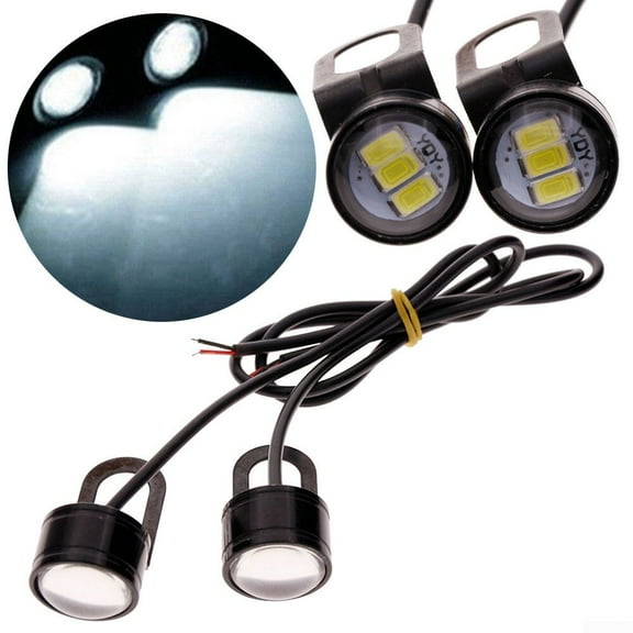 UHUSE 2 Pcs White LED Fog Light Motorcycle Handlebar Spotlight Headlamp Driving Light