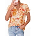 thumbnail image 4 of PRETTYGARDEN Womens Floral Print Short Sleeve Summer Tops Trendy V Neck Loose Boho Shirts Casual Work Blouses, 4 of 10