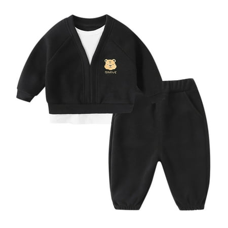 

Going Home Outfits for Baby Boy Children Kids Toddler Baby Boys Girls Long Sleeve Cute Cartoon Animals Patchwork Sweatshirt Pullover Tops Solid Trousers Pants Outfit Set 2PCS 1 Yr Boy Clothes
