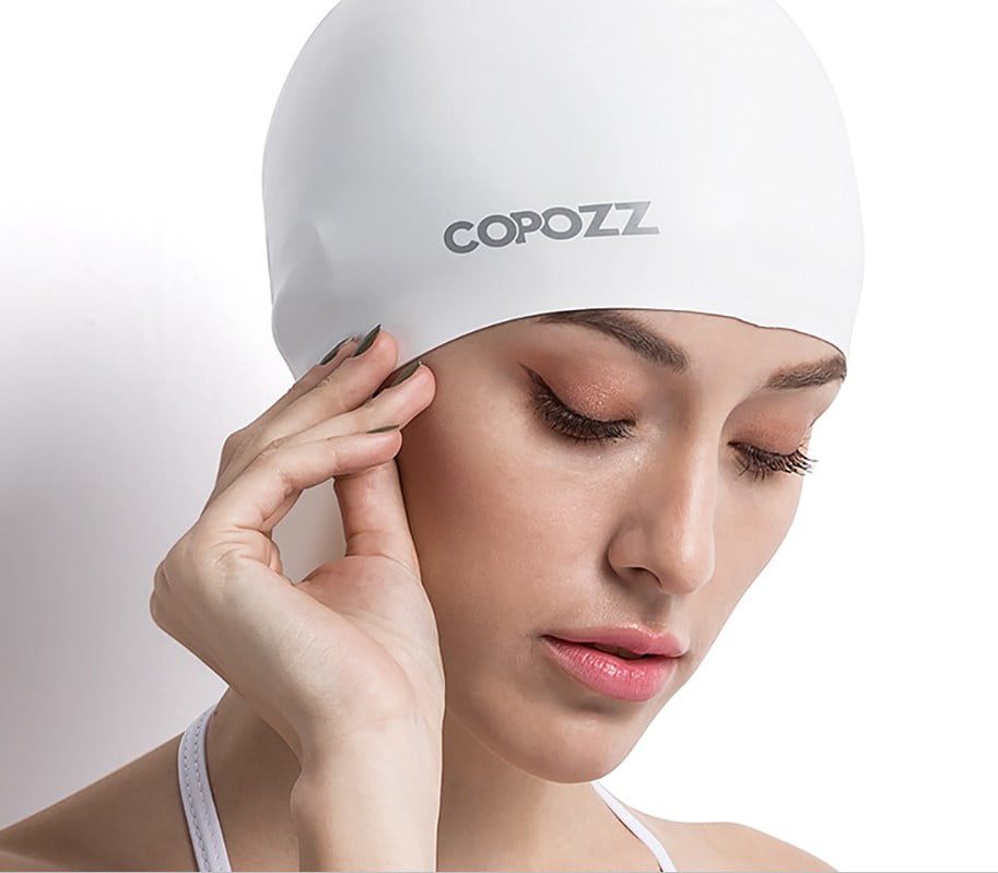Swimming Cap Waterproof Silicone Swim Pool Hat for Adult Men Women Long Hair 