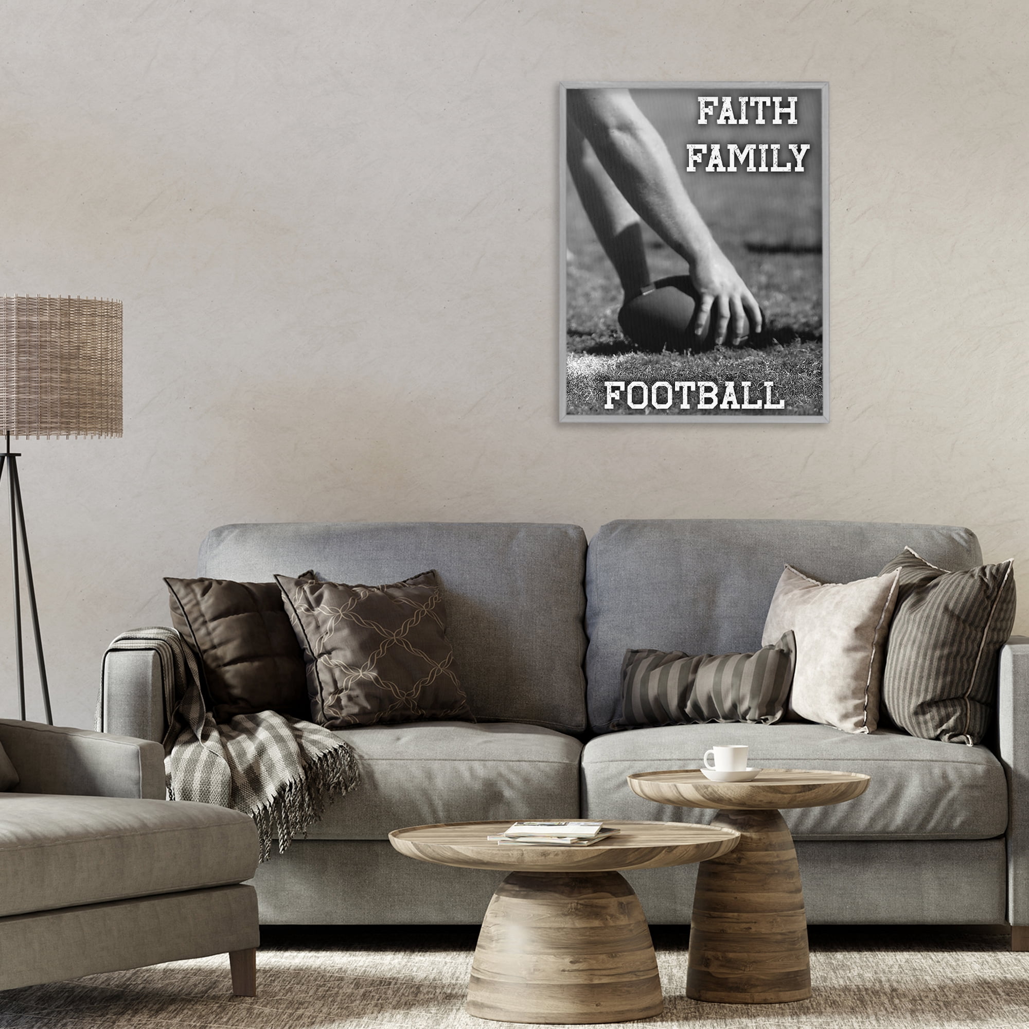 Stupell Industries Faith Family Football Hike Gray Framed Giclee Art, design by Marcus Prime